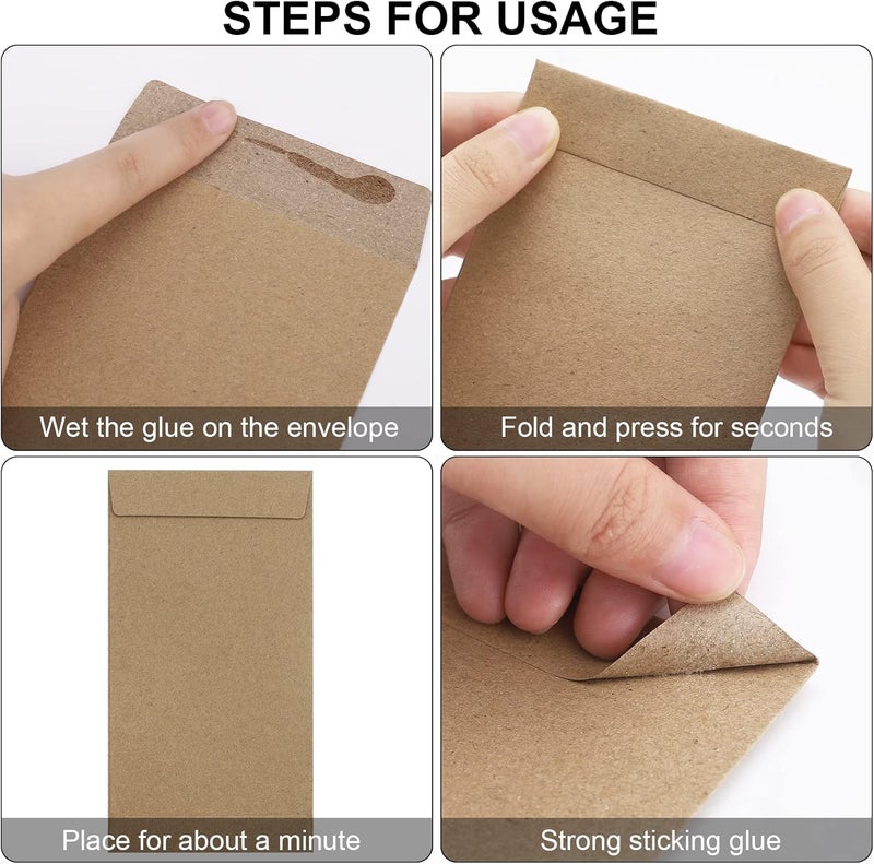 Keketer 200 Pack Kraft Cash Envelopes 6.7x3.5 Fit for Envelope Money Saving Challenge, 120 GSM Thick Money Envelopes for Cash, Budgeting, Check, Coin, Tickets, Jewelry, small items & collectables - Image 3